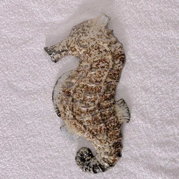 Vintage Brown  Speckled Ceramic Seahorse Wall Decor - Picture 1 of 9